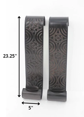 5" X 5" X 23.25" Brown, Vintage, Metal - Wall Candle Holder Sconce Set - Image 6