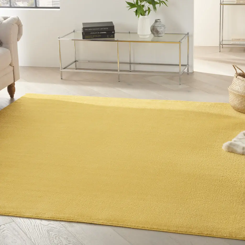 5' X 5' Yellow Square Non Skid Indoor Outdoor Area Rug - Image 7