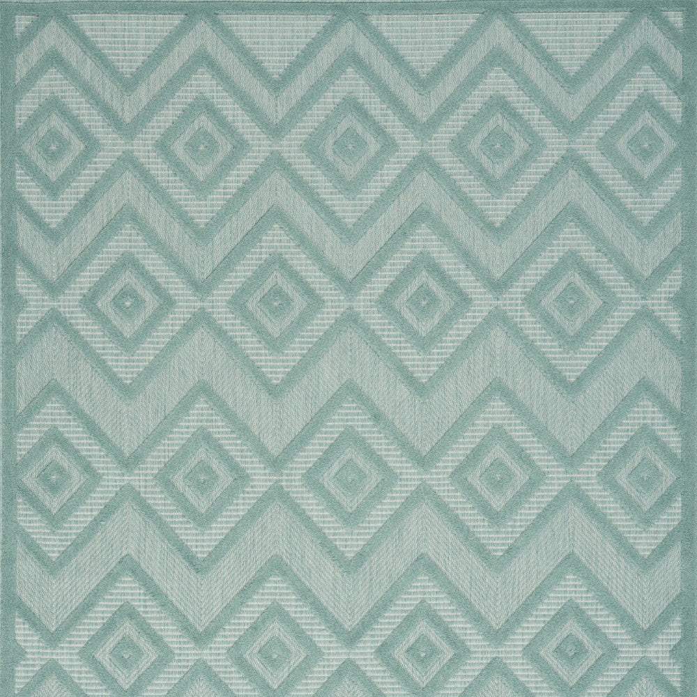 5' X 7' Aqua And Teal Argyle Indoor Outdoor Area Rug - Image 3