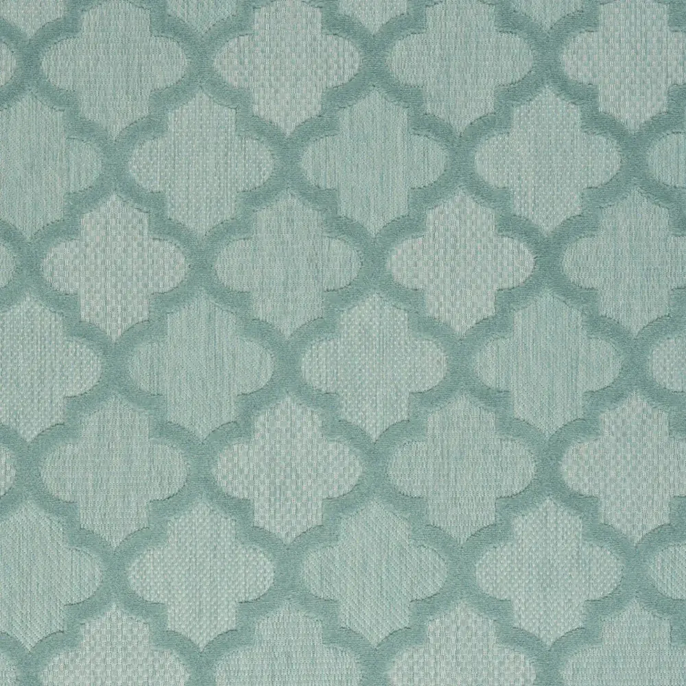 5' X 7' Aqua And Teal Ikat Indoor Outdoor Area Rug - Image 2