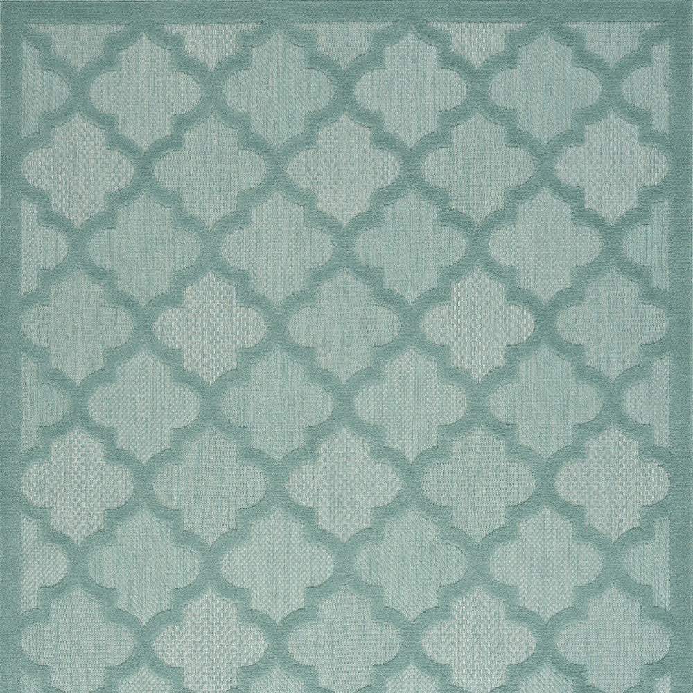 5' X 7' Aqua And Teal Ikat Indoor Outdoor Area Rug - Image 3