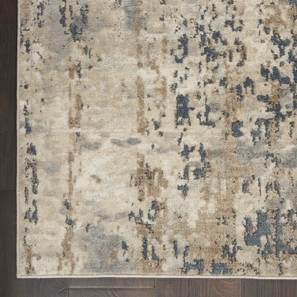5' X 7' Beige And Grey Abstract Power Loom Non Skid Area Rug - Image 3