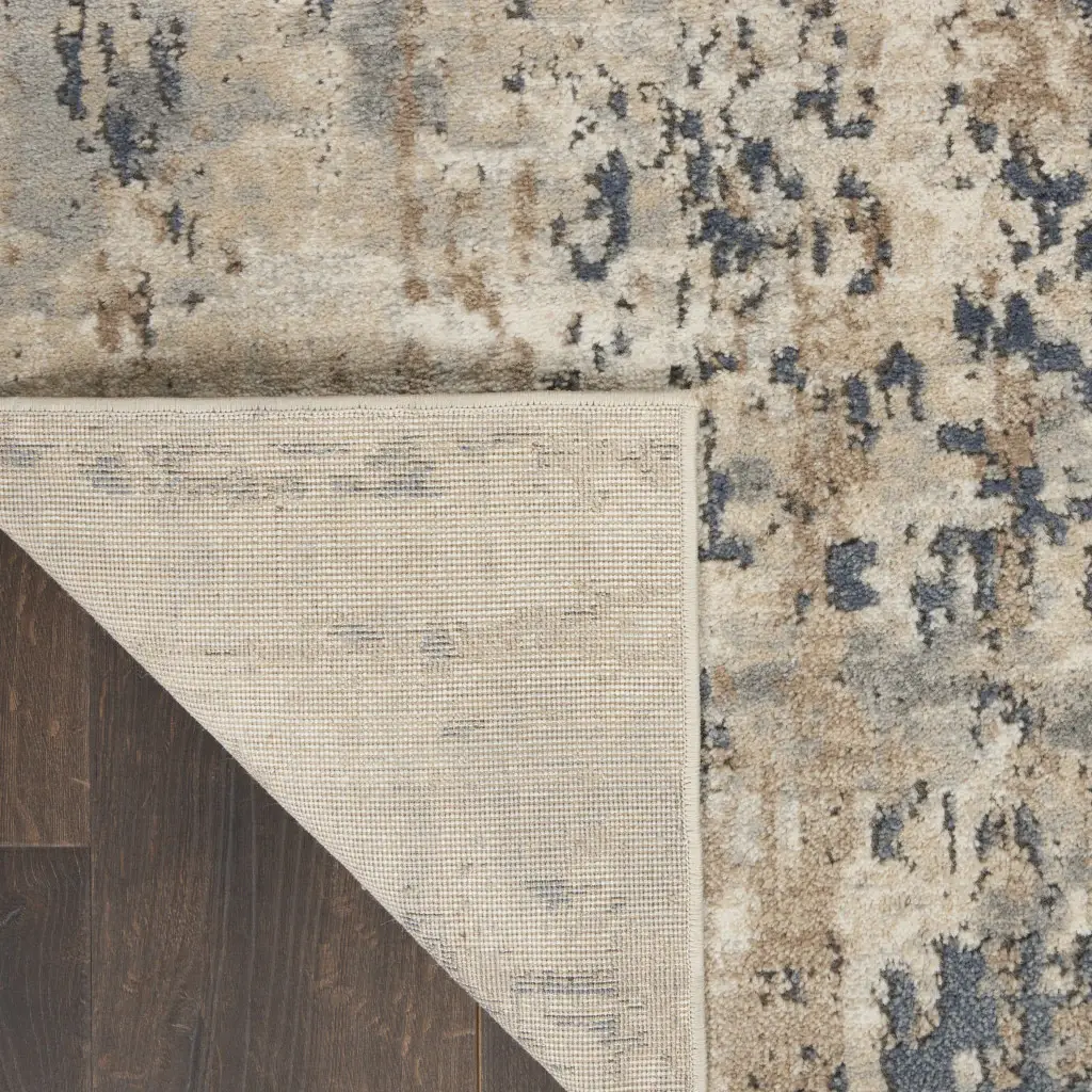 5' X 7' Beige And Grey Abstract Power Loom Non Skid Area Rug - Image 4