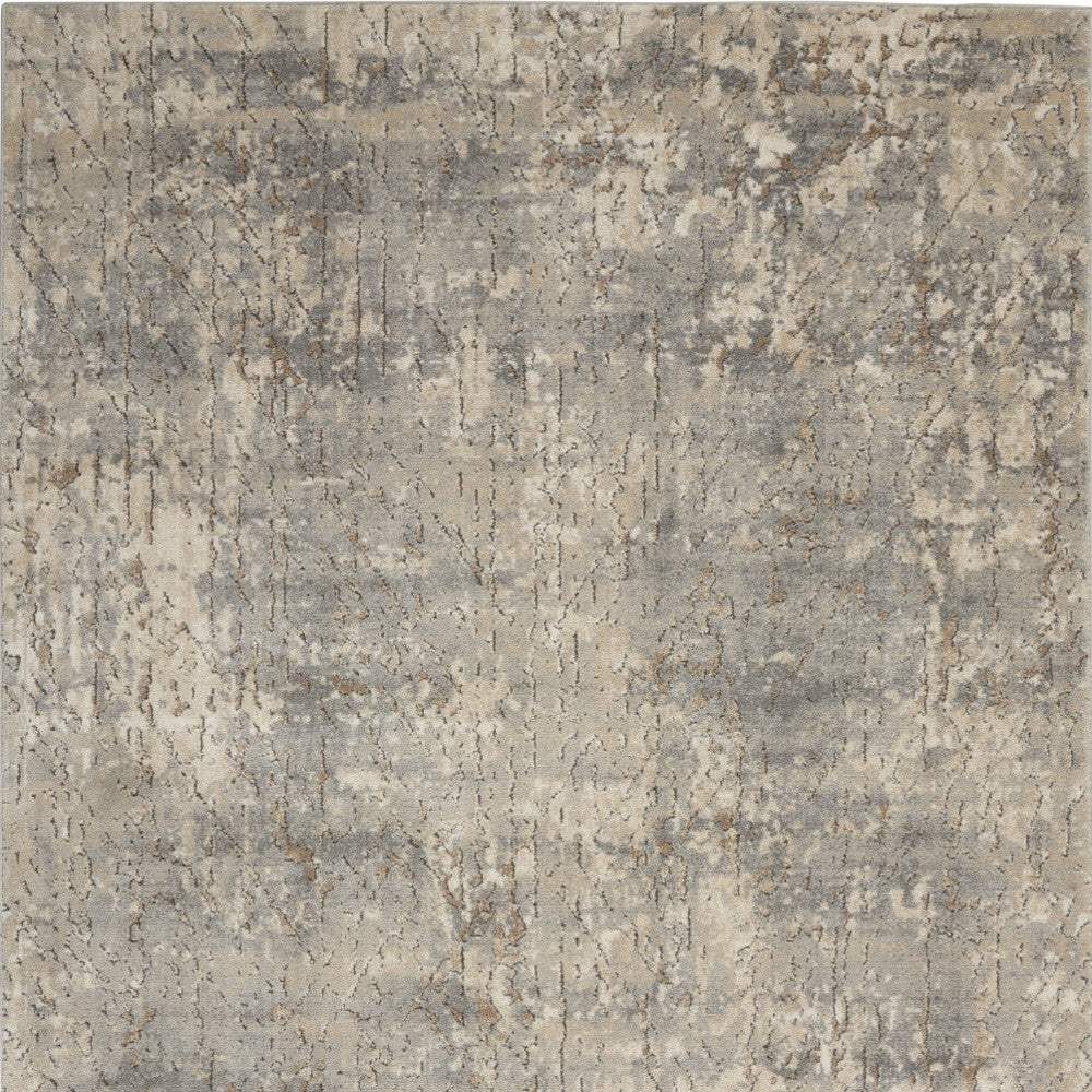 5' X 7' Beige And Grey Abstract Power Loom Non Skid Area Rug - Image 3