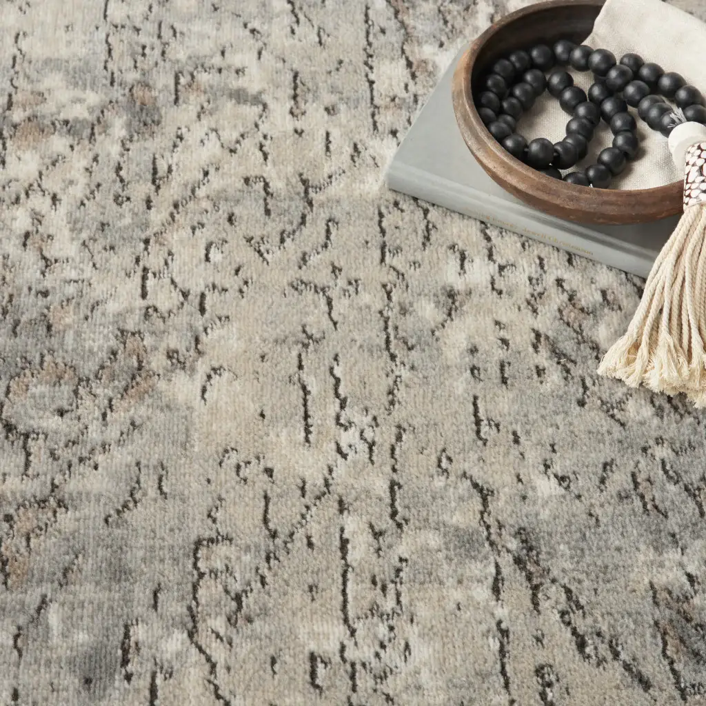 5' X 7' Beige And Grey Abstract Power Loom Non Skid Area Rug - Image 7