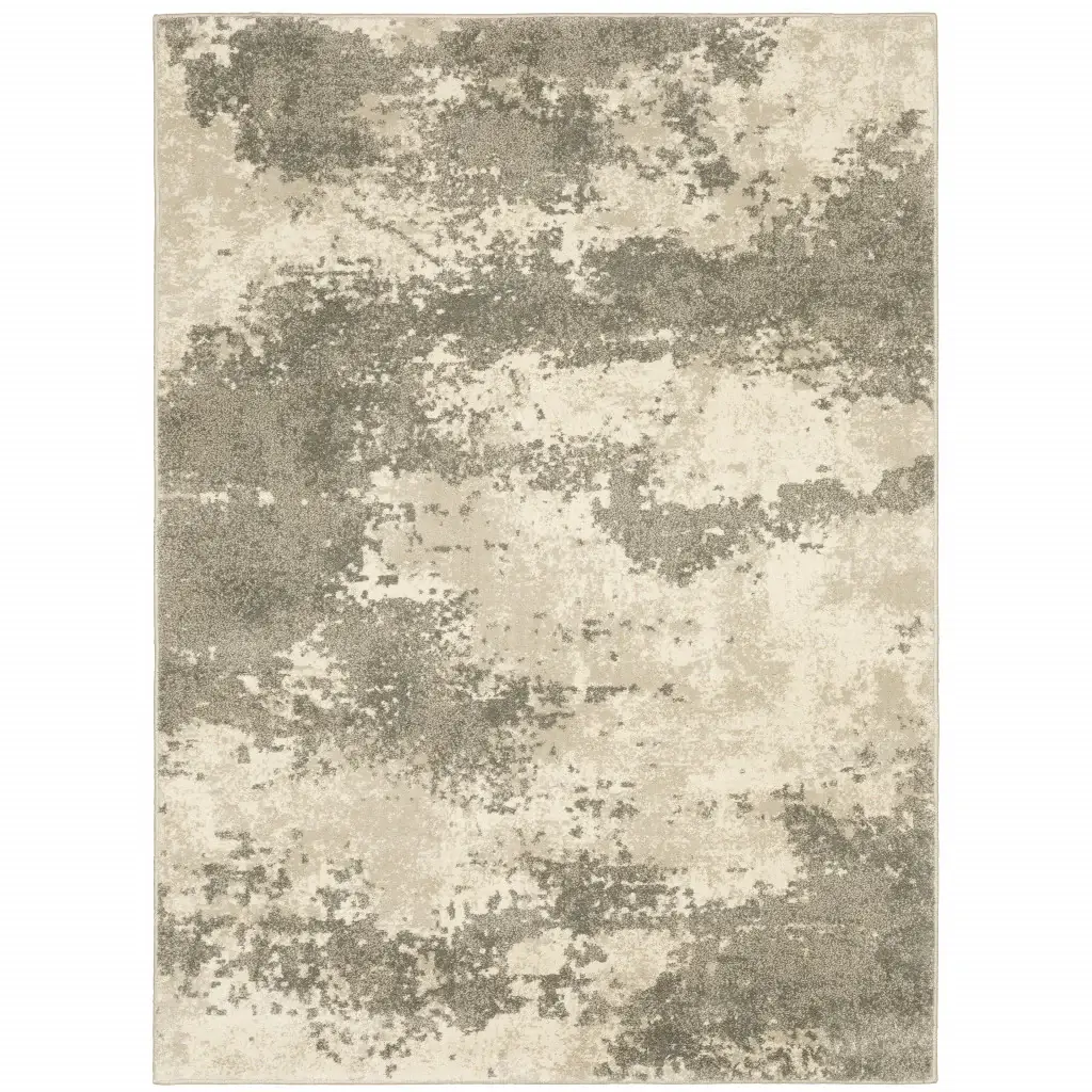 5' X 7' Beige And Grey Abstract Power Loom Stain Resistant Area Rug - Image 2