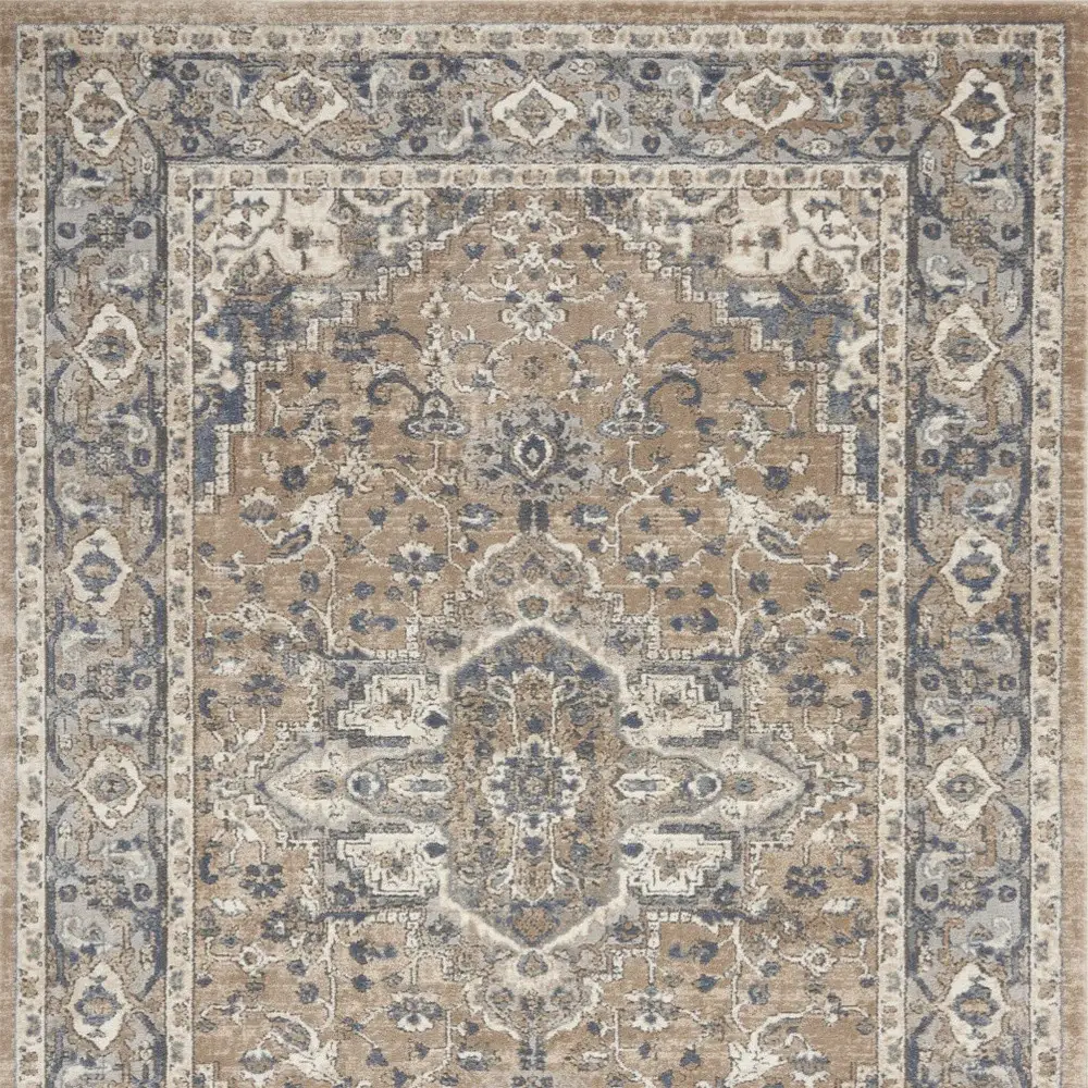 5' X 7' Beige And Grey Oriental Power Loom Non Skid Area Rug - Image 3