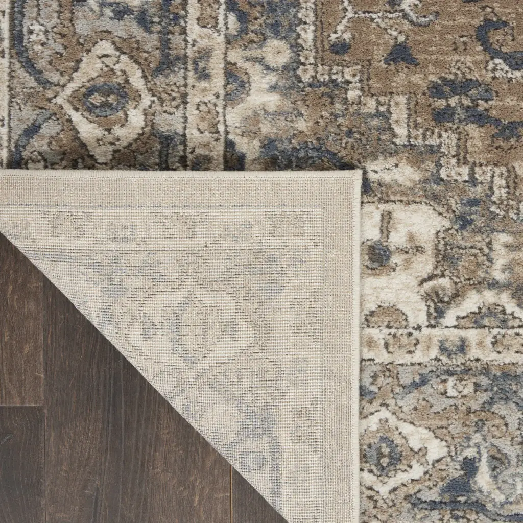 5' X 7' Beige And Grey Oriental Power Loom Non Skid Area Rug - Image 7