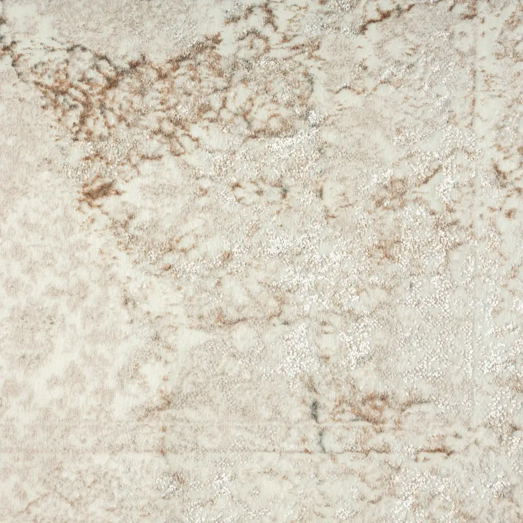 5' X 7' Beige Cream And Brown Damask Stain Resistant Area Rug - Image 8