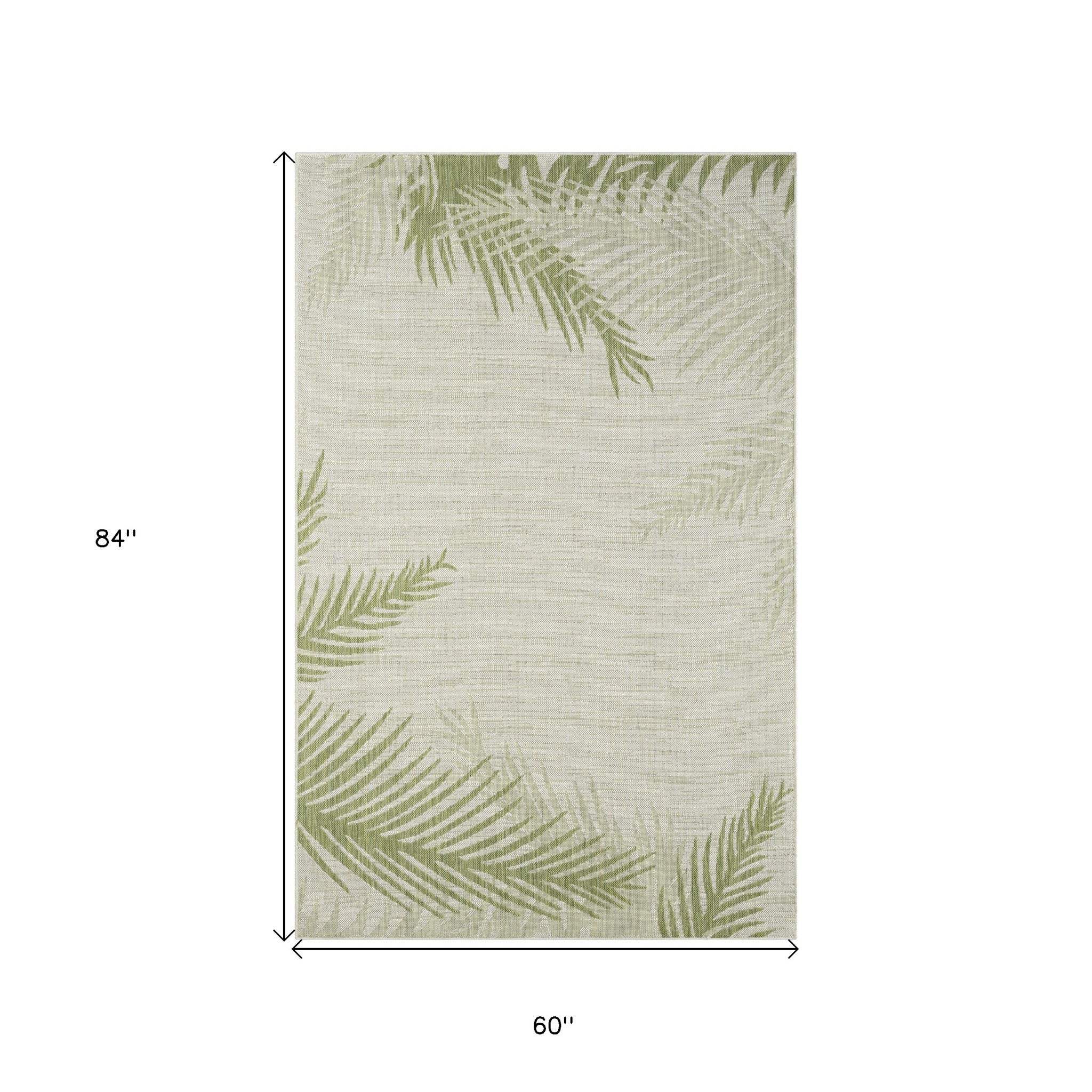 5' X 7' Beige Floral Indoor Outdoor Area Rug - Image 9