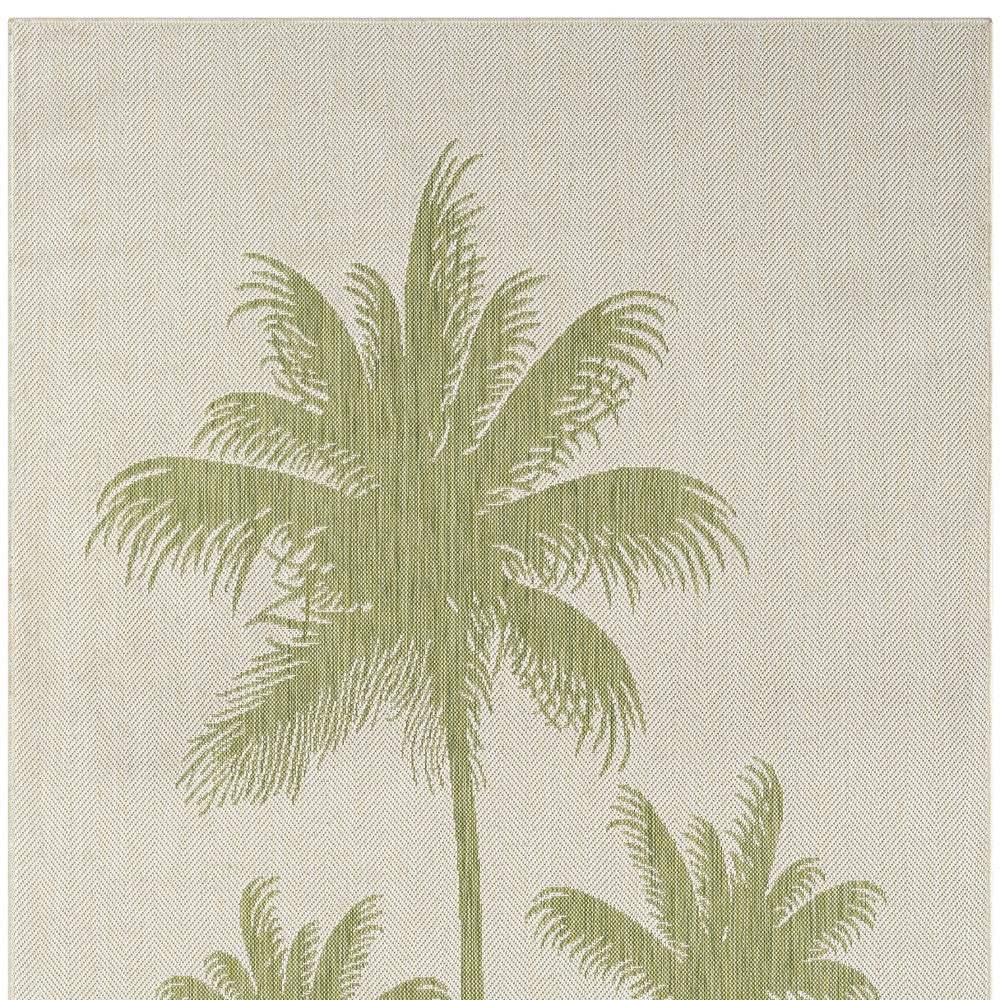 5' X 7' Beige Floral Indoor Outdoor Area Rug - Image 5