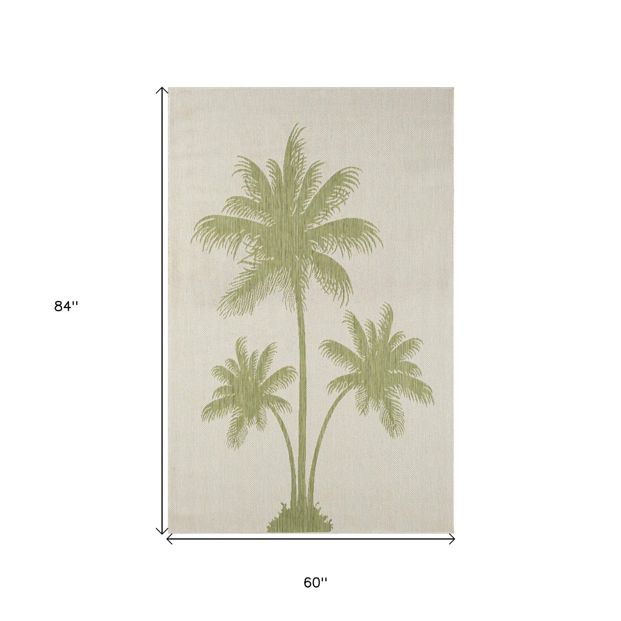 5' X 7' Beige Floral Indoor Outdoor Area Rug - Image 9