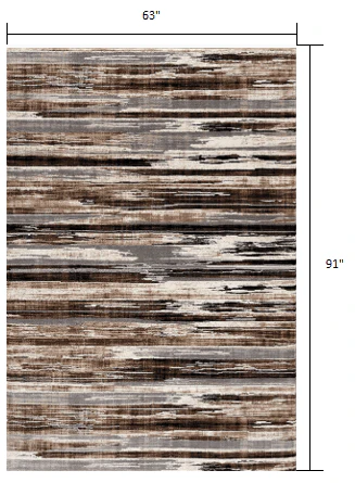 5' X 7' Beige Striped Dhurrie Area Rug - Image 8