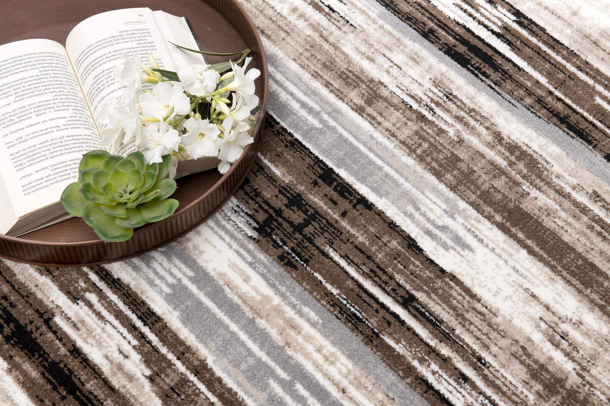 5' X 7' Beige Striped Dhurrie Area Rug - Image 9