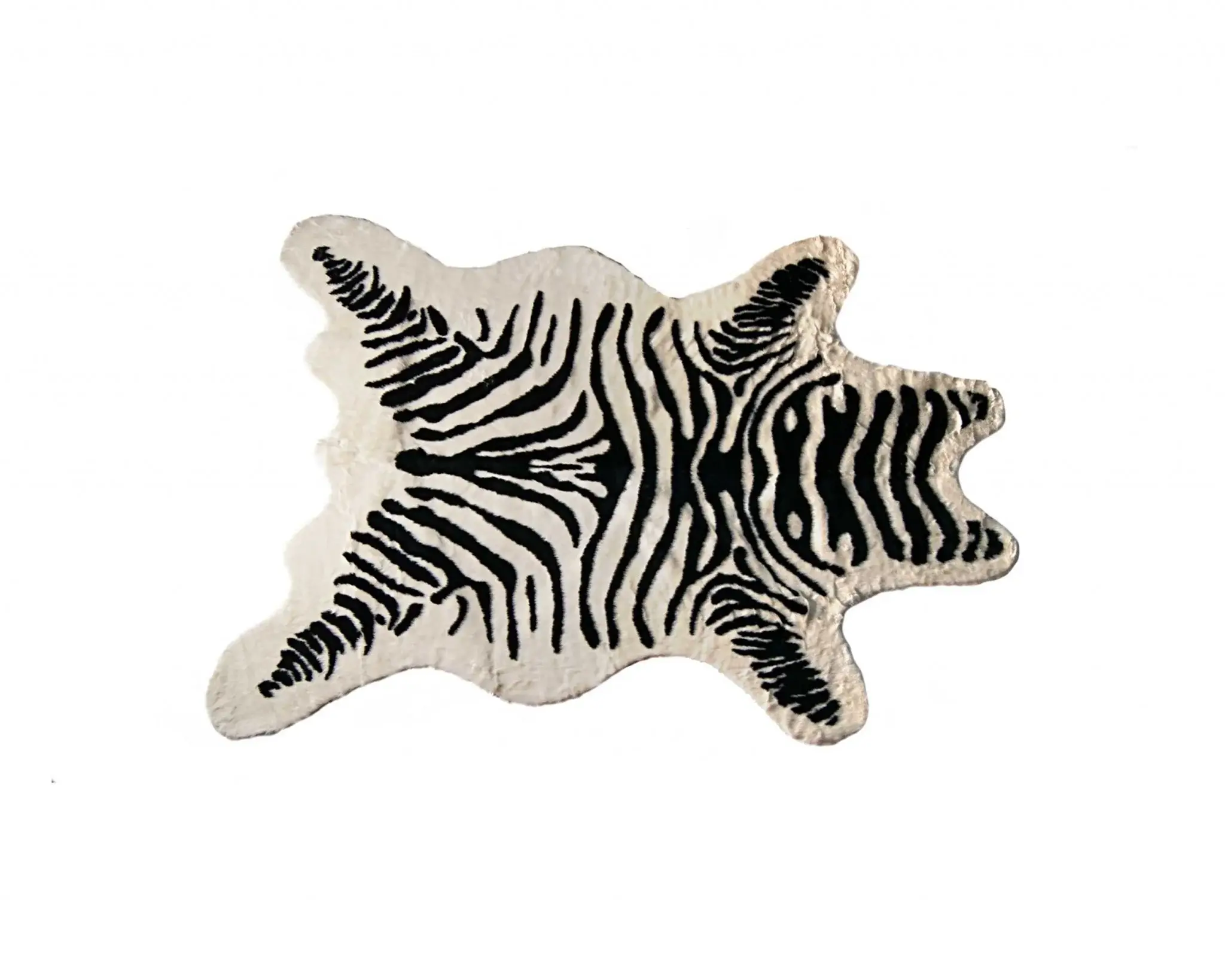 5' X 7' Black and White Faux Cowhide Zebra Print Area Rug - Image 2