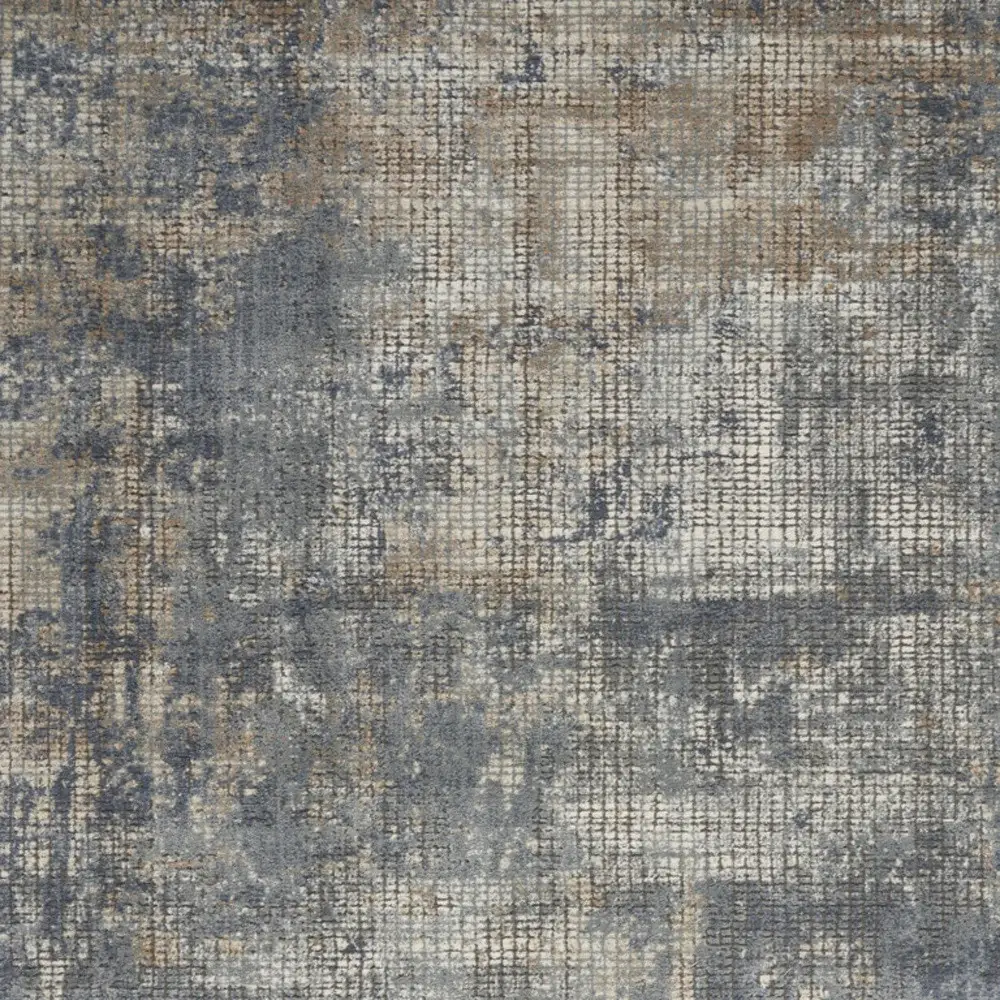 5' X 7' Blue And Beige Abstract Power Loom Distressed Non Skid Area Rug - Image 9