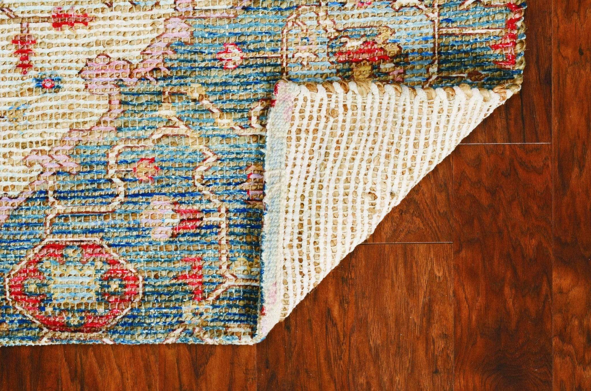 5' X 7' Blue and Beige Medallion Hand Woven Distressed Area Rug - Image 5