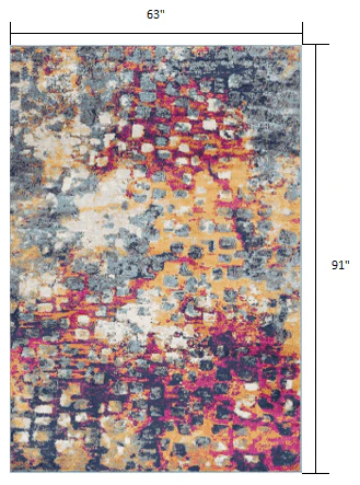 5' X 7' Blue and Gold Abstract Area Rug - Image 3