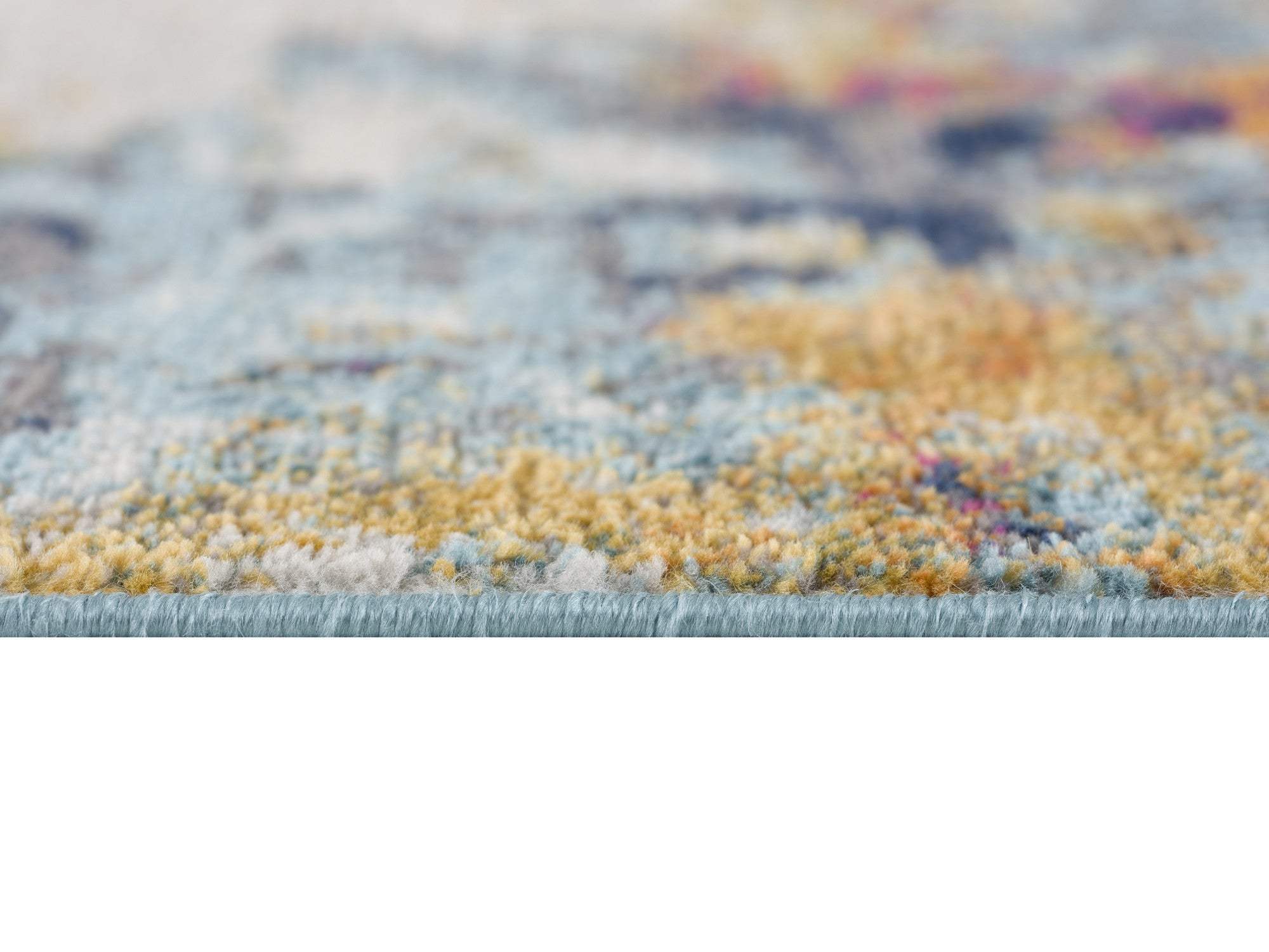 5' X 7' Blue and Gold Abstract Area Rug - Image 4