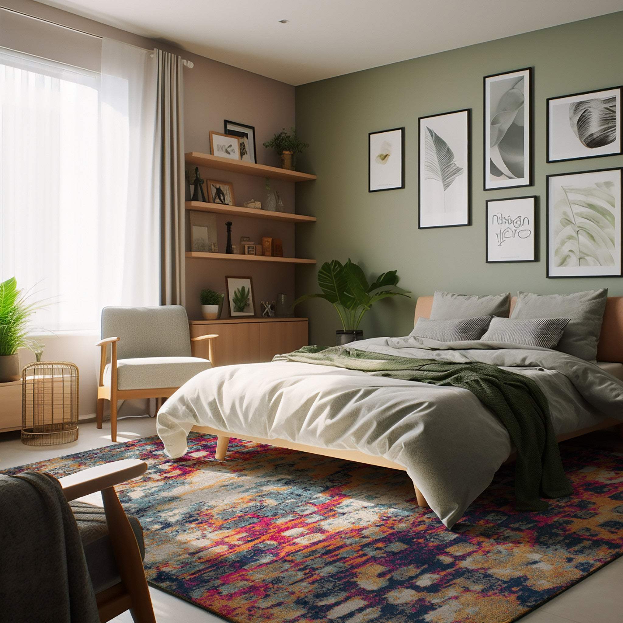 5' X 7' Blue and Gold Abstract Area Rug - Image 7