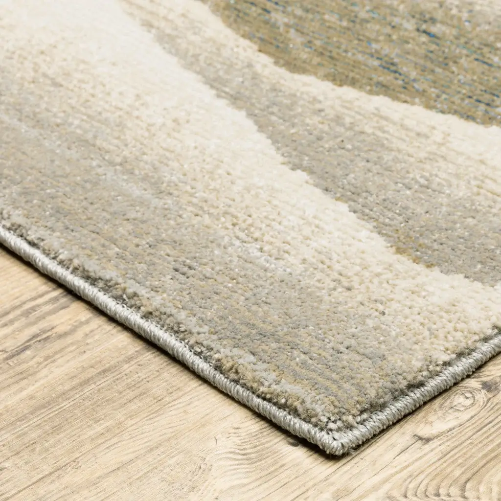 5' X 7' Blue and Gray Abstract Power Loom Area Rug - Image 4