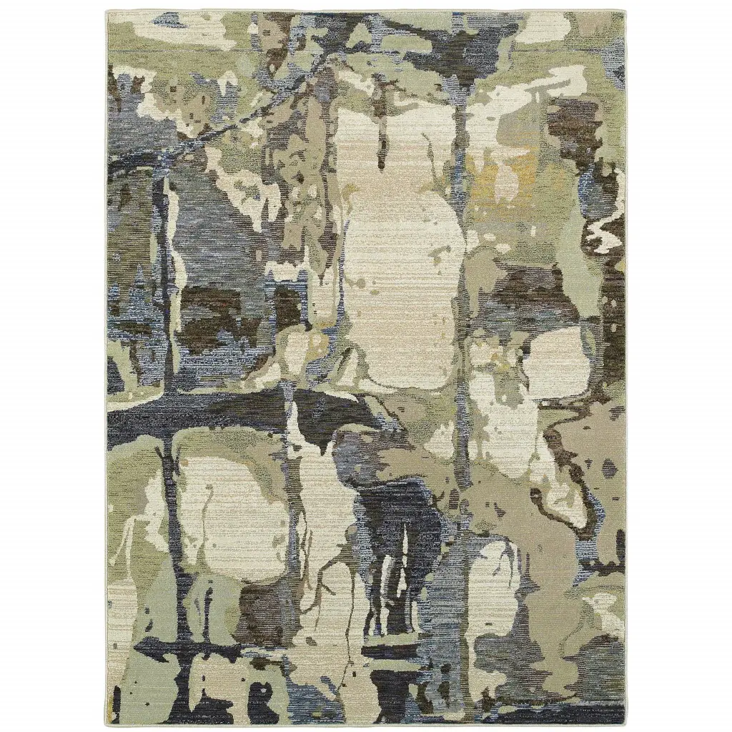 5' X 7' Blue and Gray Abstract Power Loom Area Rug - Image 2