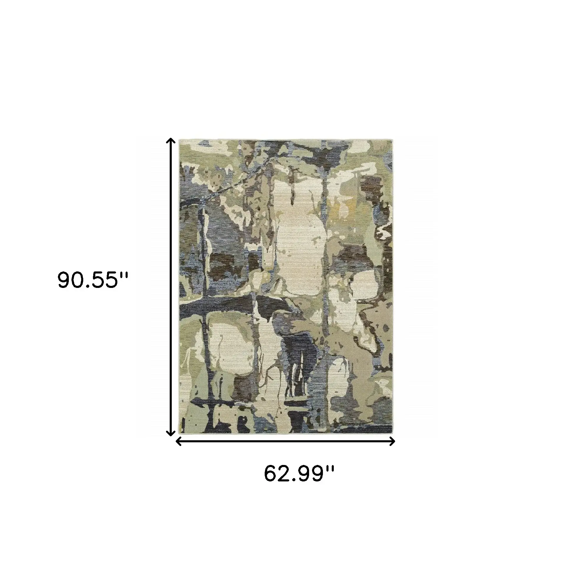 5' X 7' Blue and Gray Abstract Power Loom Area Rug - Image 3