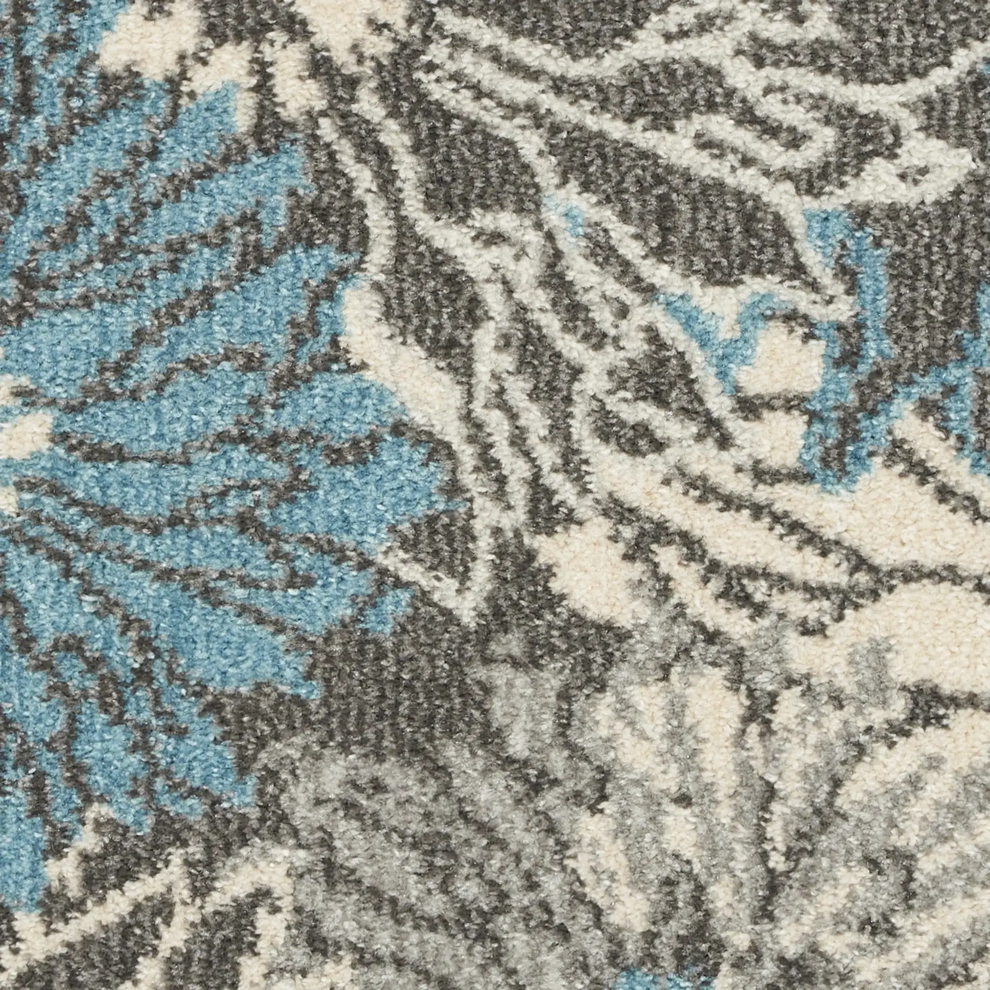 5' X 7' Blue And Gray Floral Power Loom Area Rug - Image 3