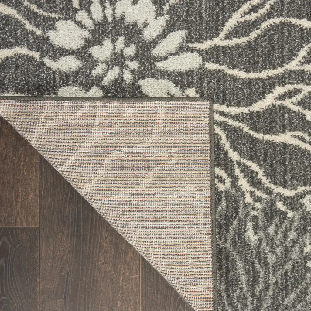 5' X 7' Blue And Gray Floral Power Loom Area Rug - Image 4