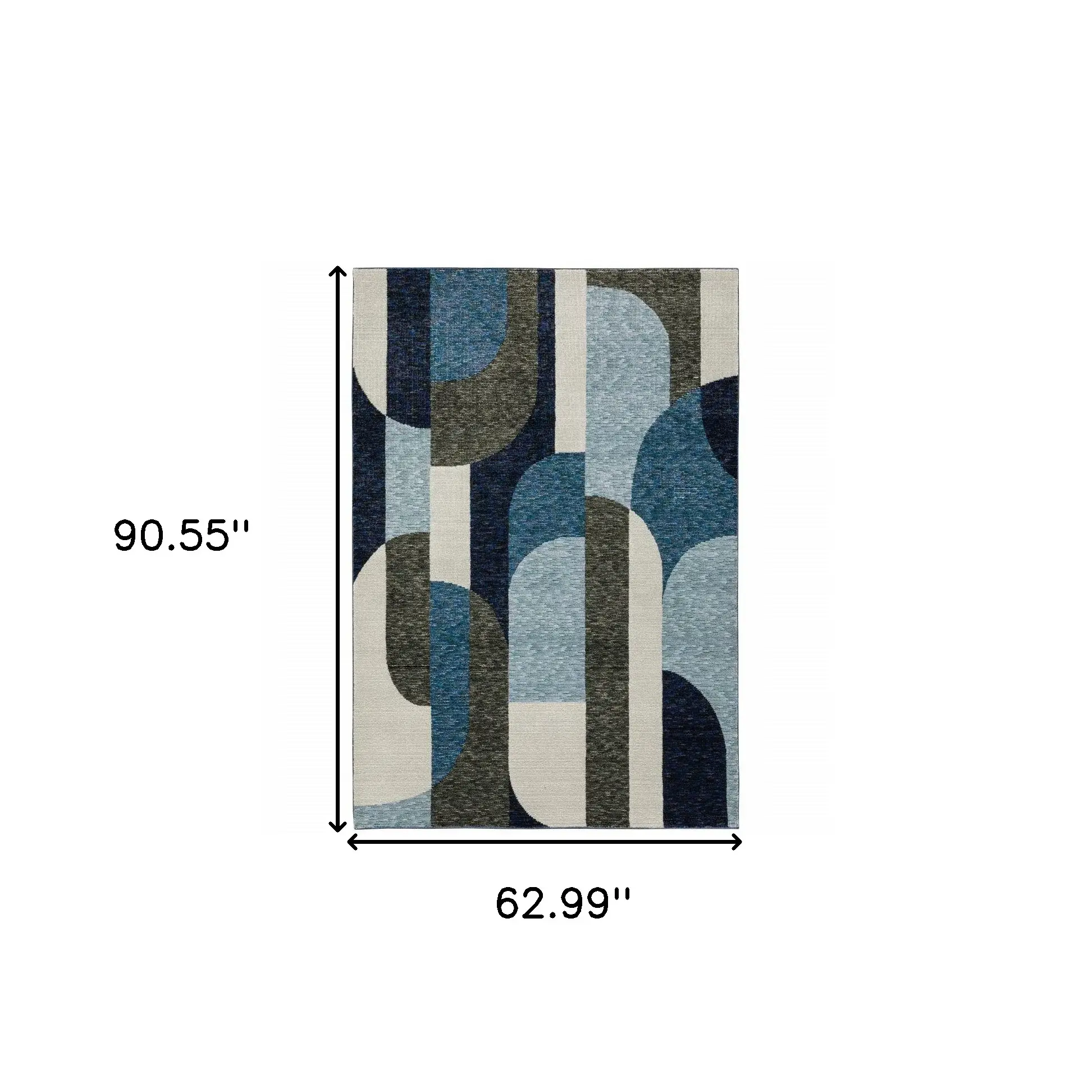 5' X 7' Blue and Gray Geometric Power Loom Area Rug - Image 2