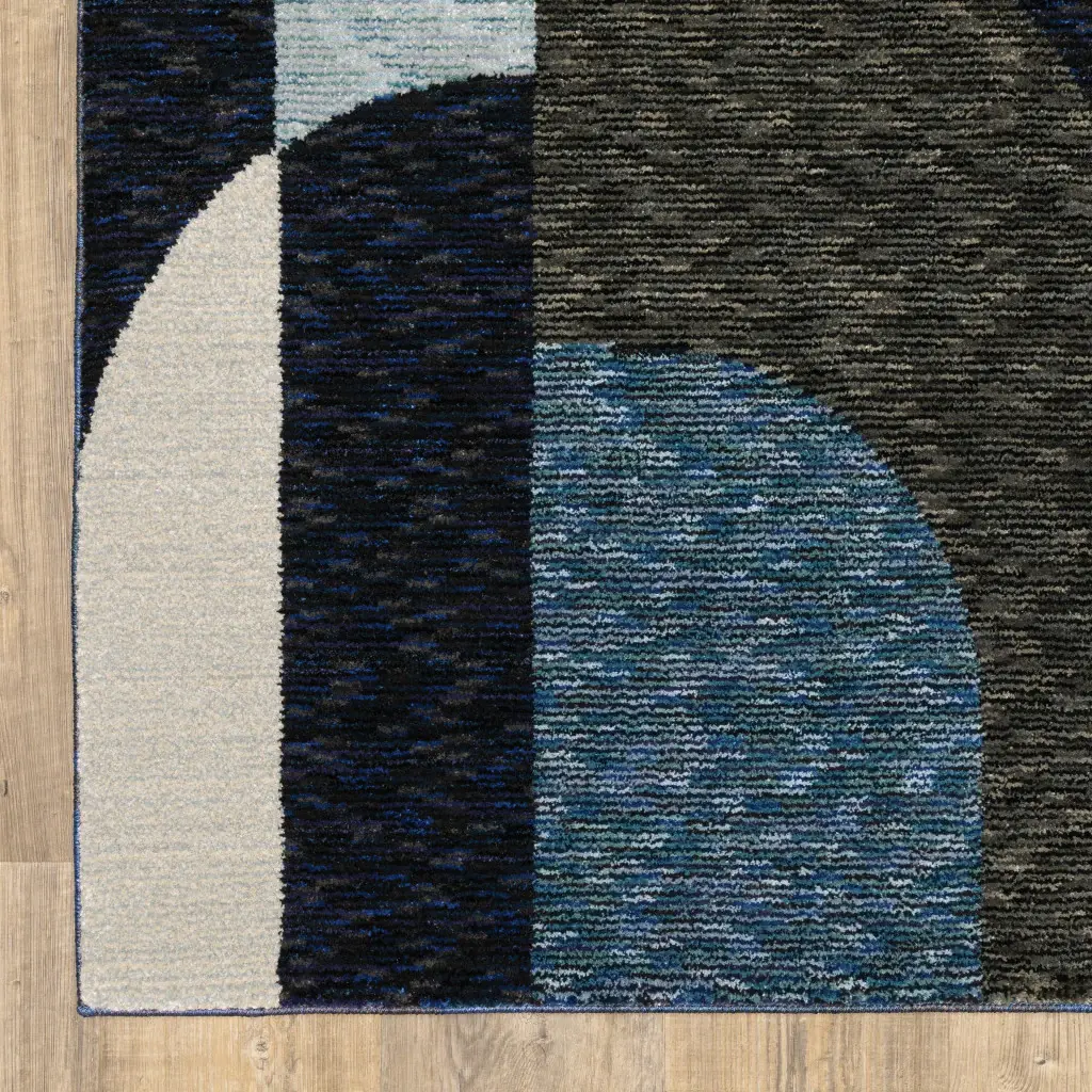 5' X 7' Blue and Gray Geometric Power Loom Area Rug - Image 7
