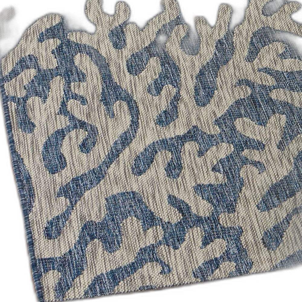 5' X 7' Blue And Gray Indoor Outdoor Area Rug - Image 2