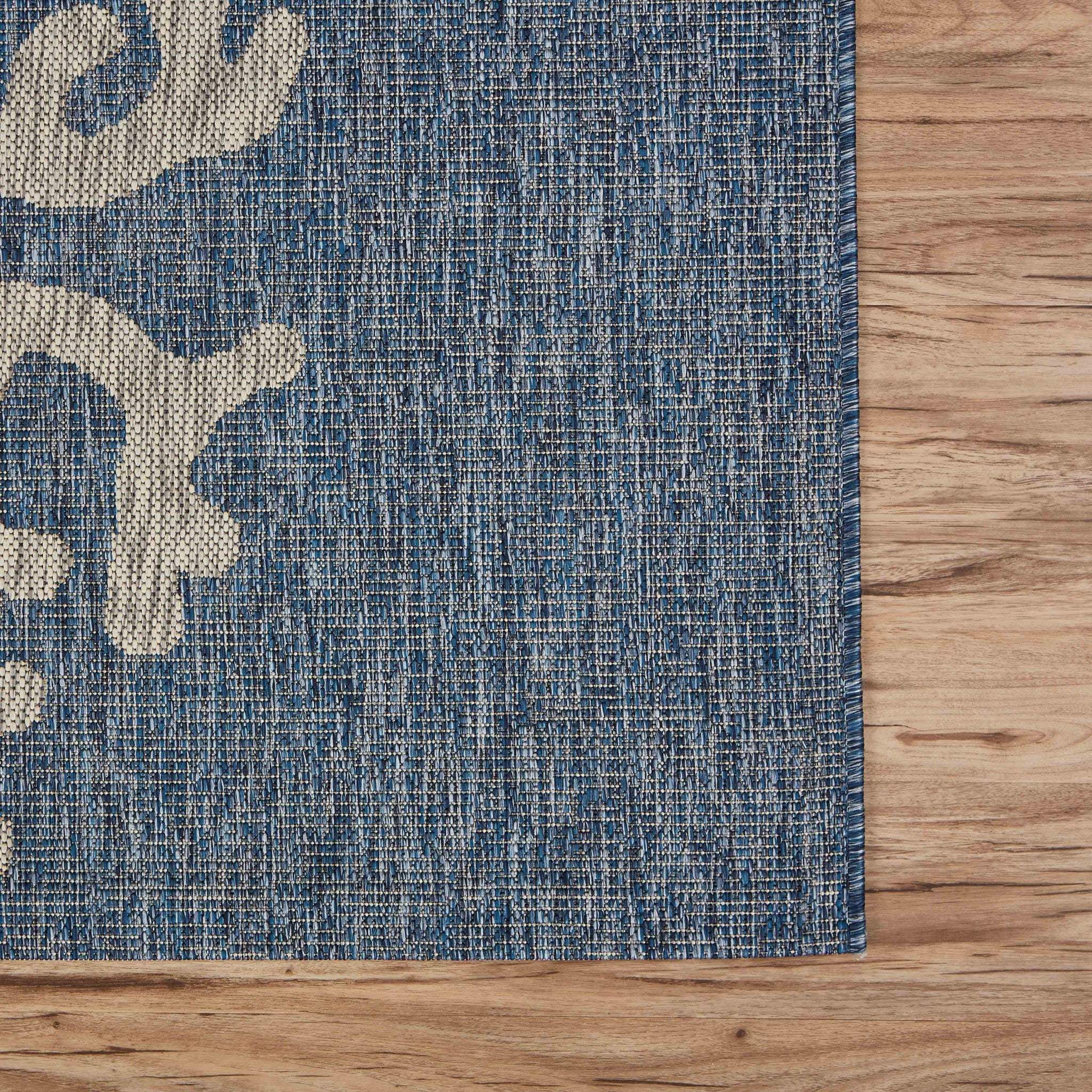 5' X 7' Blue And Gray Indoor Outdoor Area Rug - Image 4