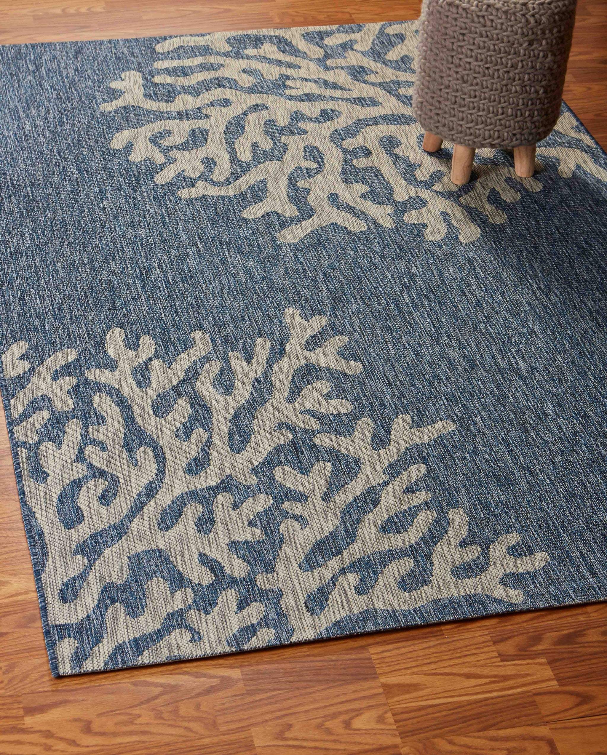 5' X 7' Blue And Gray Indoor Outdoor Area Rug - Image 5