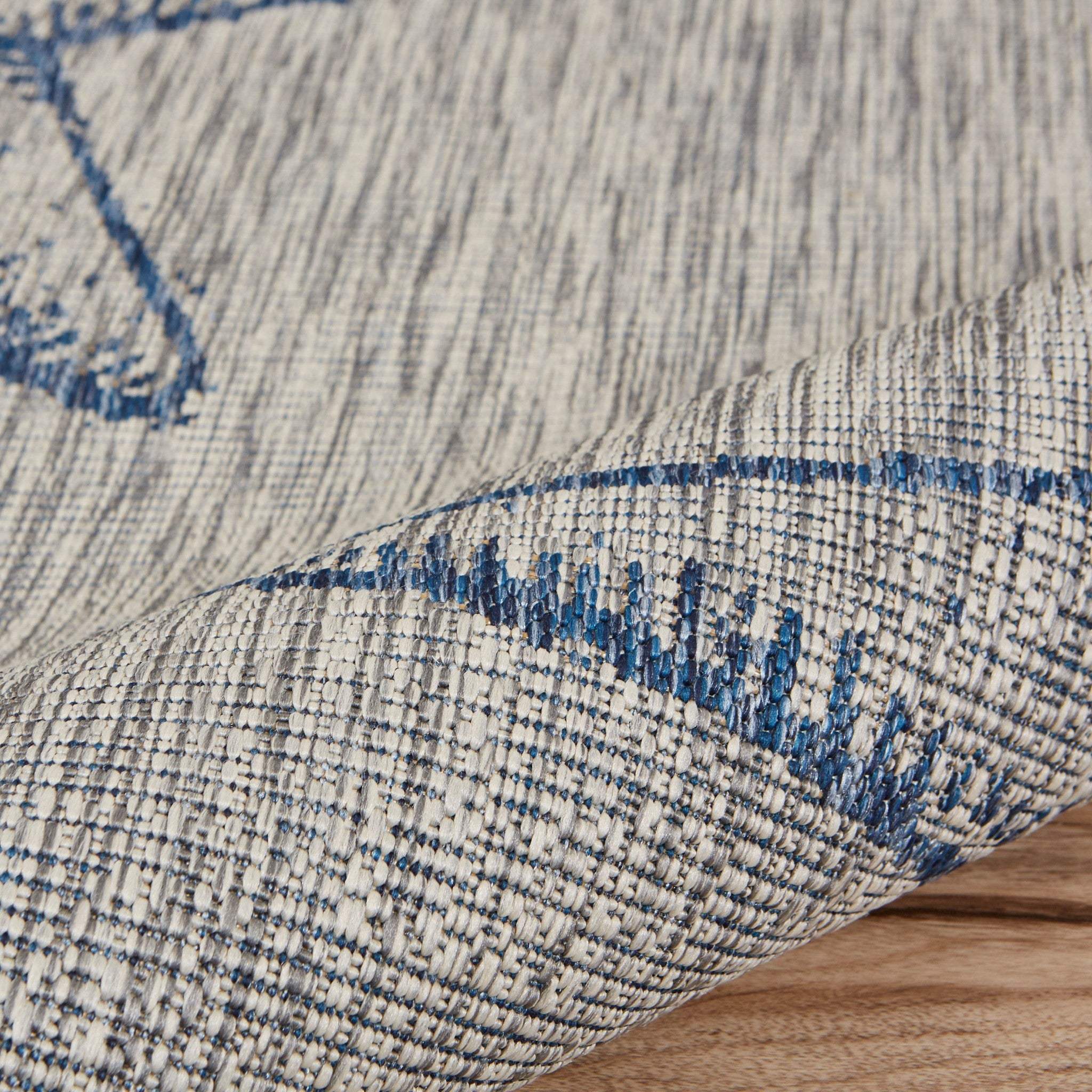 5' X 7' Blue And Gray Indoor Outdoor Area Rug - Image 2