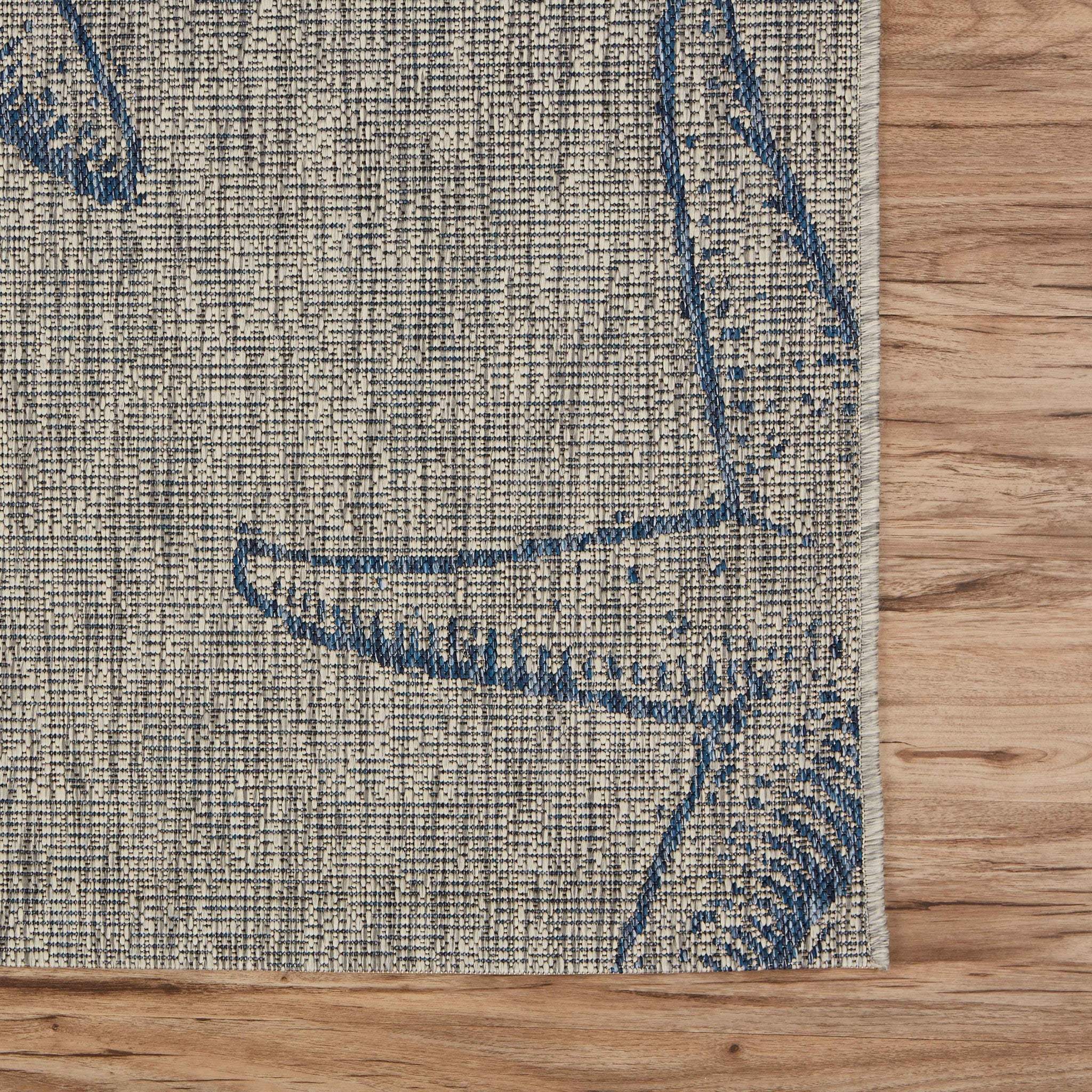 5' X 7' Blue And Gray Indoor Outdoor Area Rug - Image 3