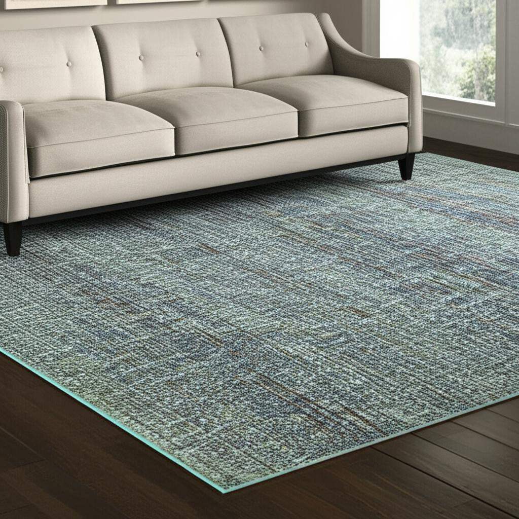 5' X 7' Blue and Gray Power Loom Area Rug