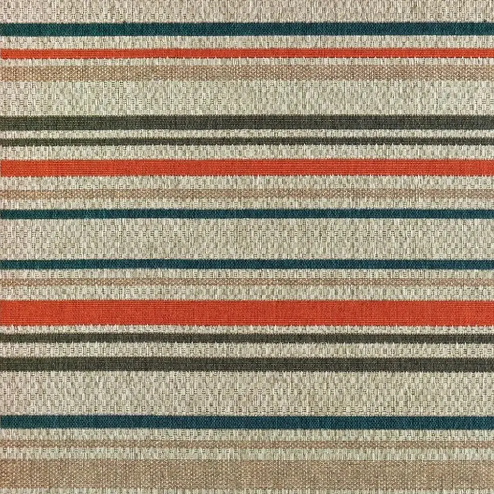 5' X 7' Blue and Gray Striped Indoor Outdoor Area Rug - Image 2