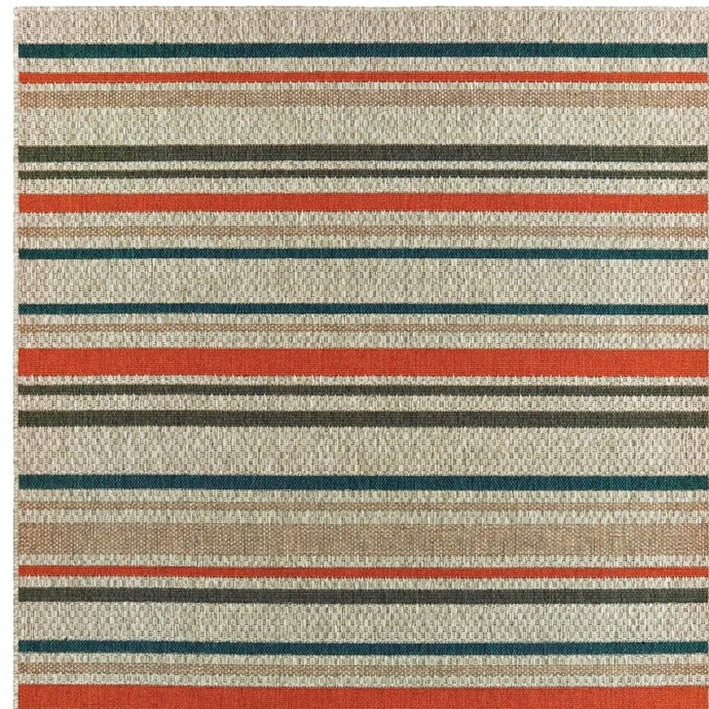 5' X 7' Blue and Gray Striped Indoor Outdoor Area Rug - Image 3