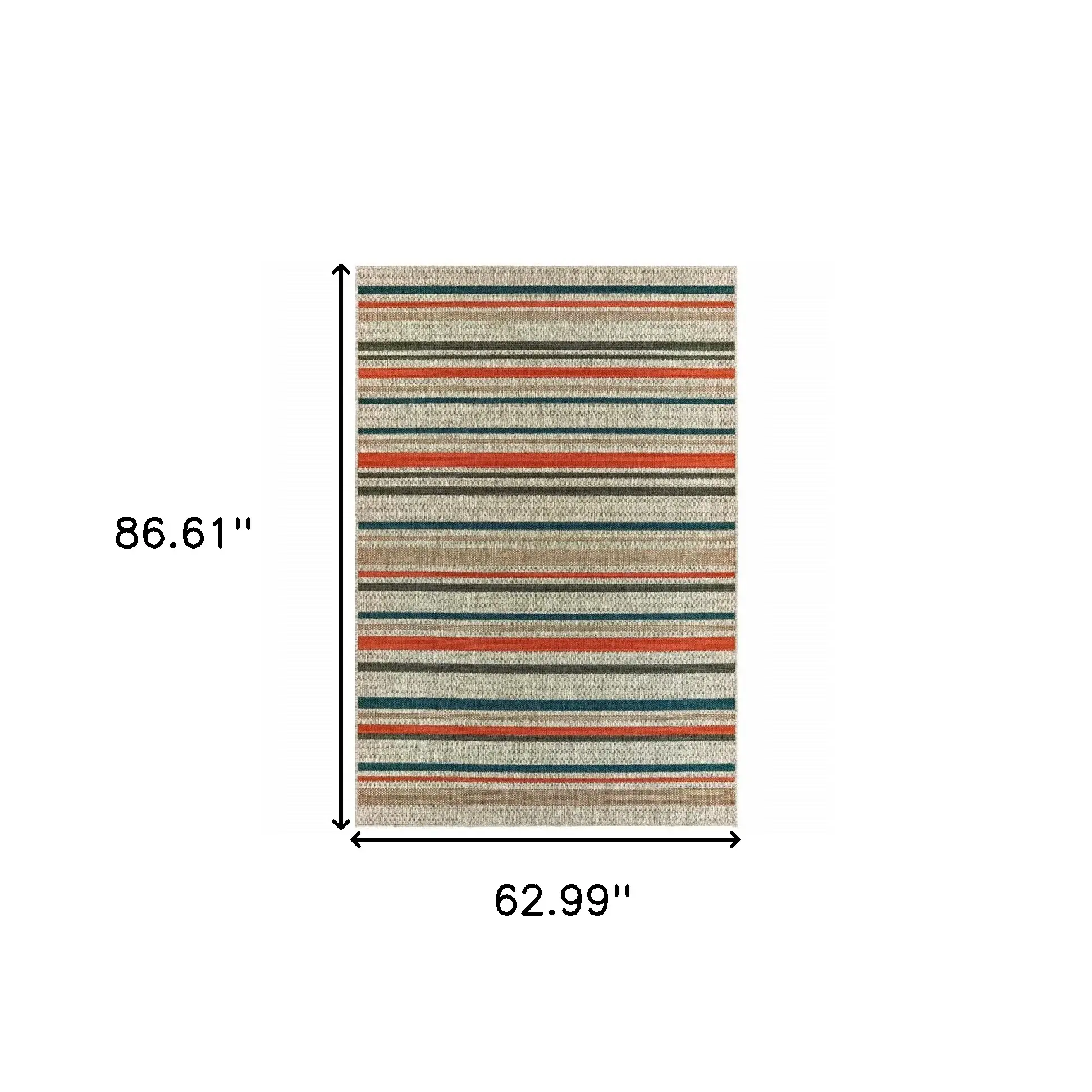 5' X 7' Blue and Gray Striped Indoor Outdoor Area Rug - Image 6