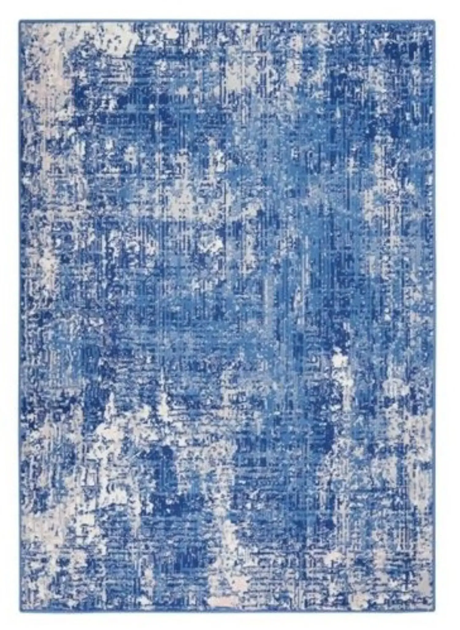 5' X 7' Blue And Ivory Abstract Dhurrie Area Rug - Image 2
