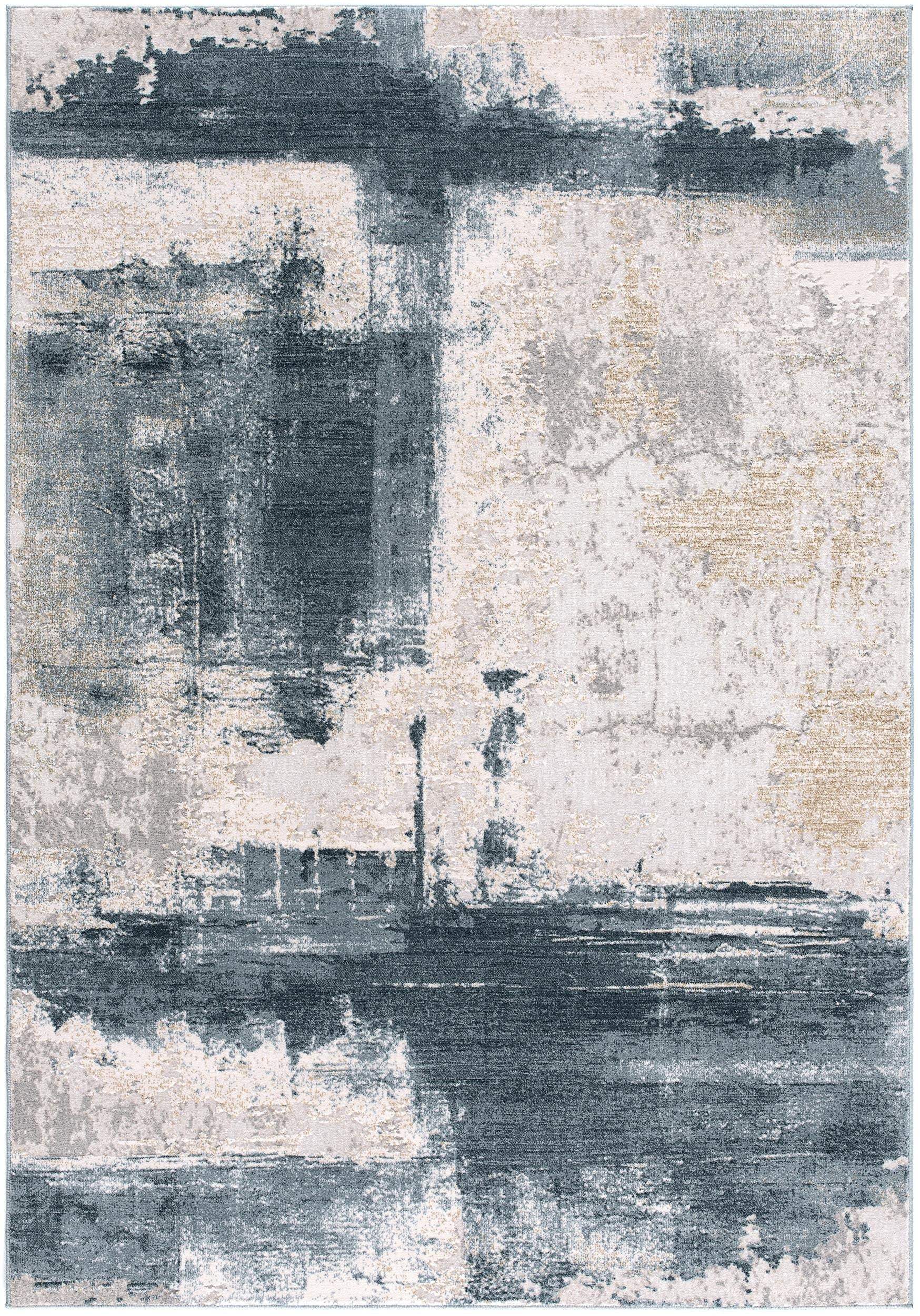 5' X 7' Blue And Ivory Abstract Dhurrie Area Rug - Image 2