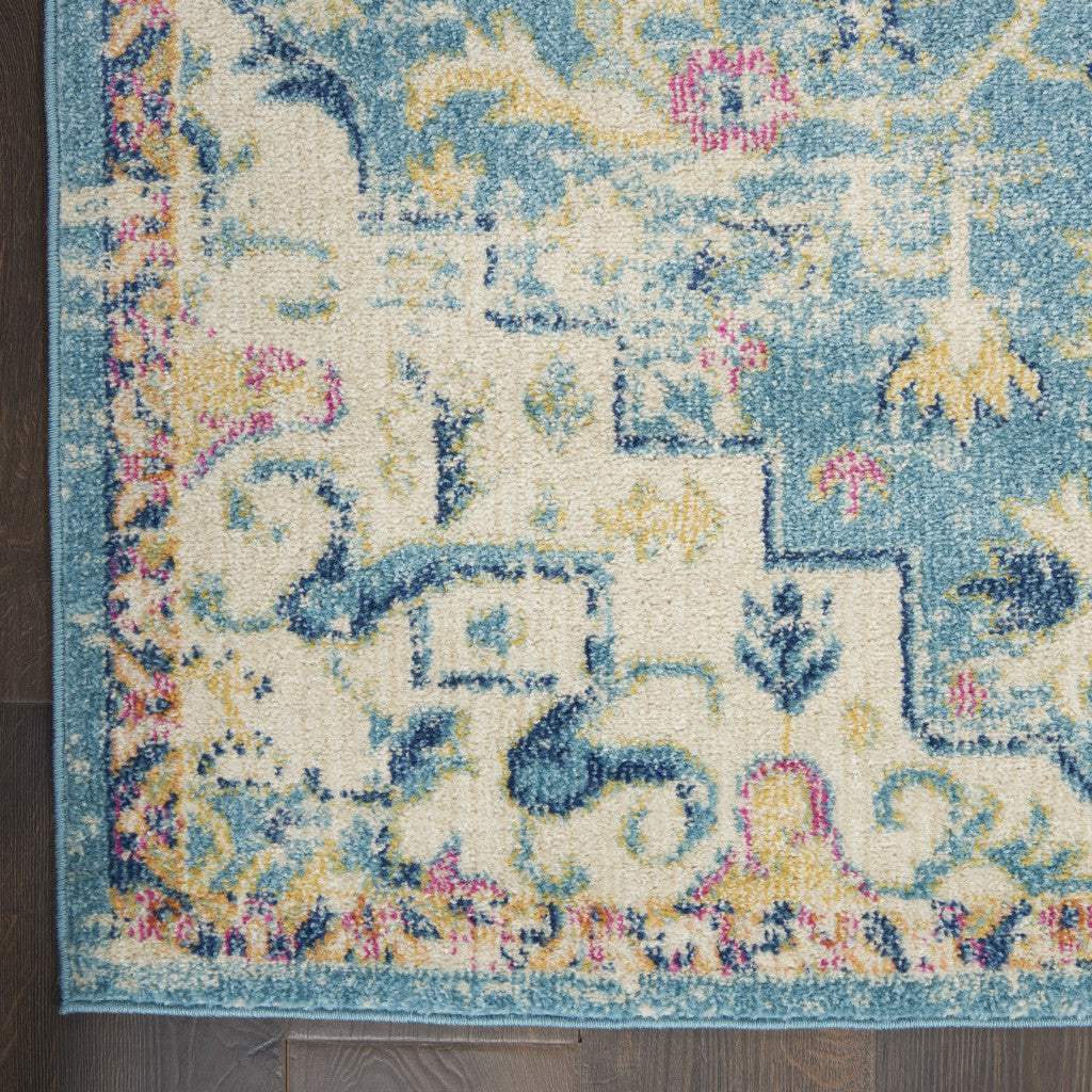 5' X 7' Blue And Ivory Dhurrie Area Rug - Image 2