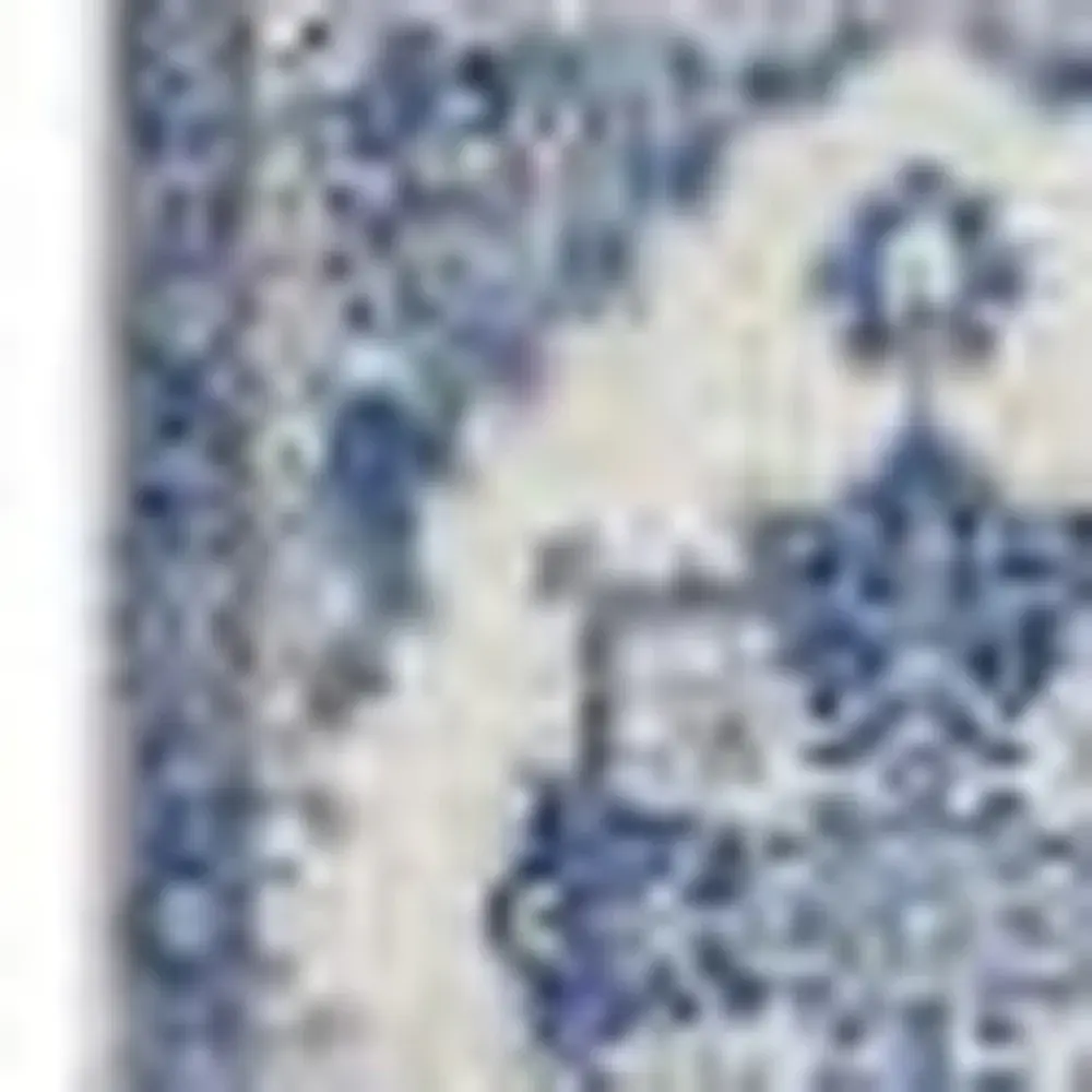 5' X 7' Blue And Ivory Floral Dhurrie Area Rug - Image 4