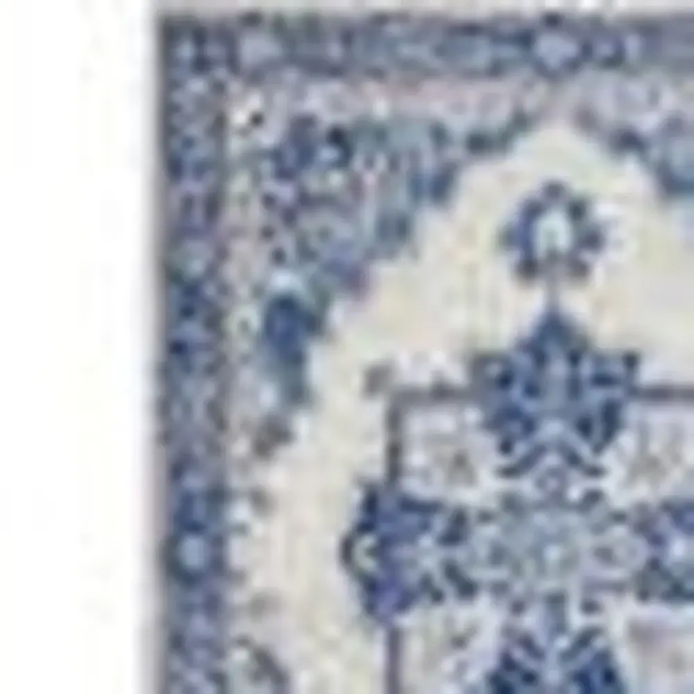 5' X 7' Blue And Ivory Floral Dhurrie Area Rug - Image 5