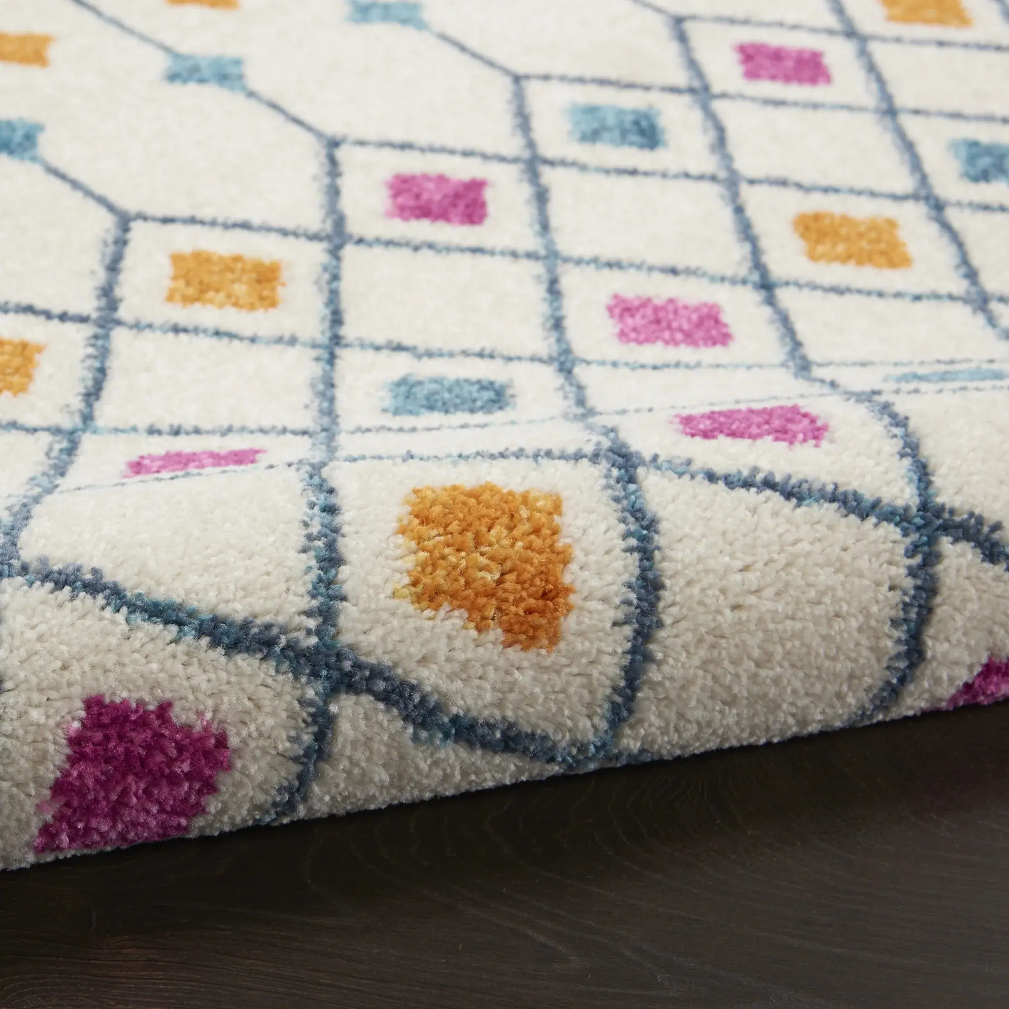 5' X 7' Blue And Ivory Geometric Dhurrie Area Rug - Image 3