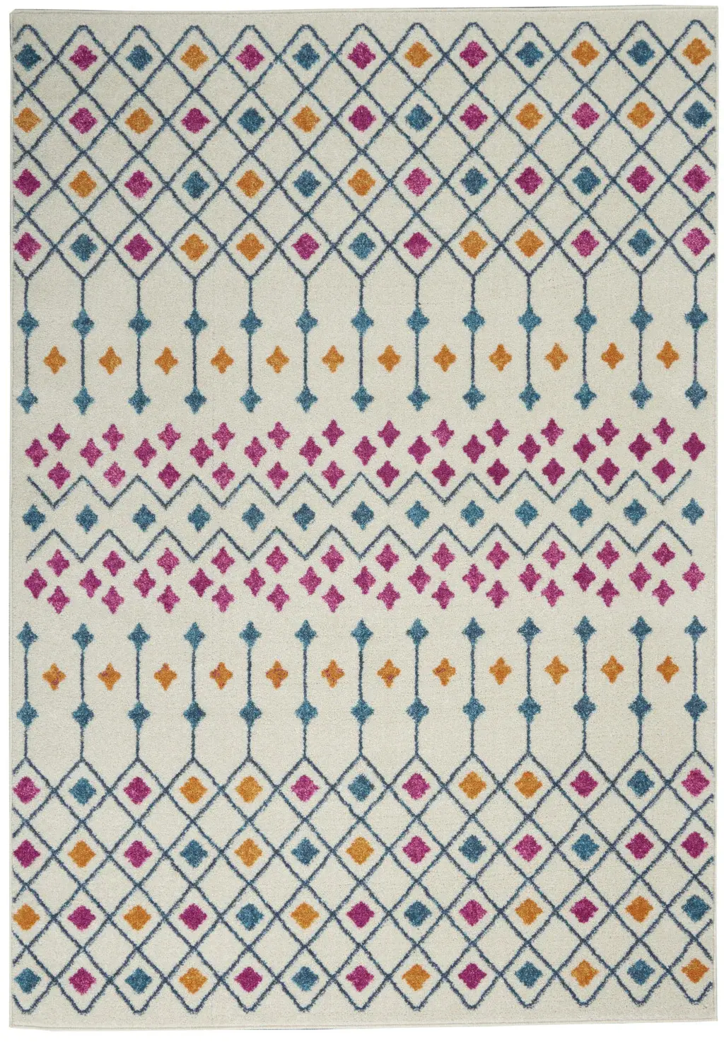 5' X 7' Blue And Ivory Geometric Dhurrie Area Rug - Image 6