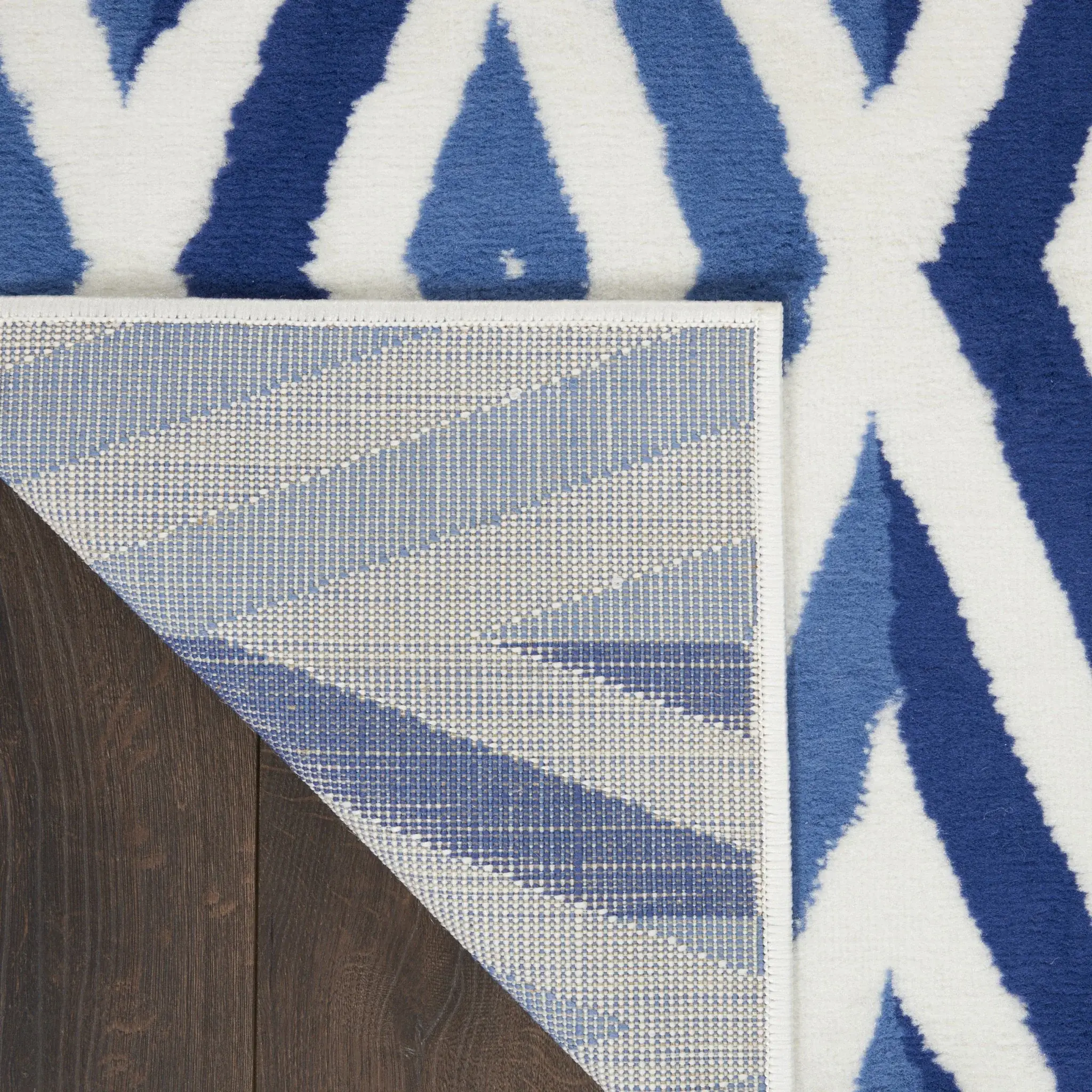 5' X 7' Blue And Ivory Geometric Dhurrie Area Rug - Image 4