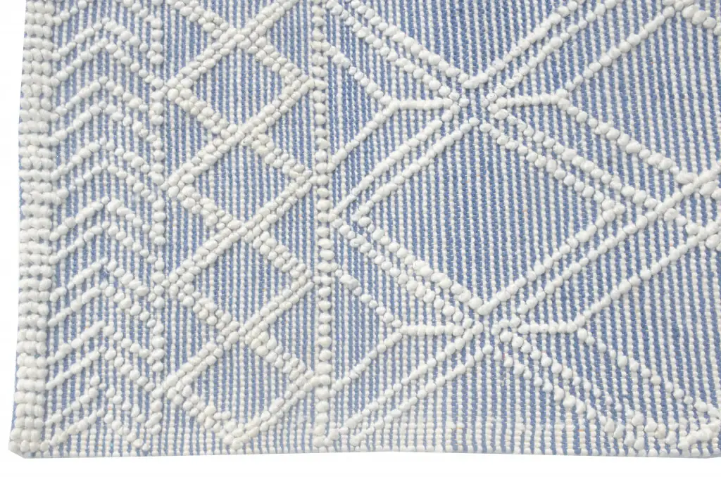 5' X 7' Blue and Ivory Geometric Handmade Area Rug - Image 2