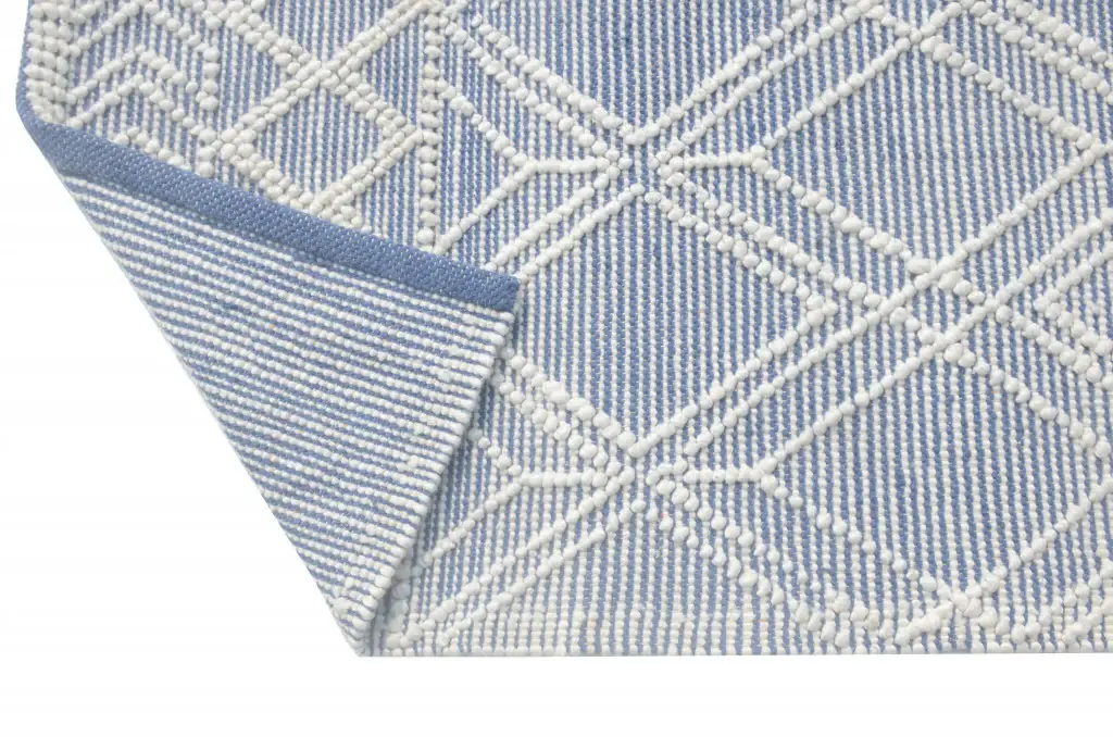 5' X 7' Blue and Ivory Geometric Handmade Area Rug - Image 3